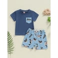 thumbnail image 3 of Musuos Kid Boy Casual Summer Outfit, 6M 12M 18M 24M 3Y 4Y Duck Print Short Sleeve T-Shirt Elastic Waist Shorts Baby Toddler 2PCS Set, 3 of 10
