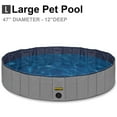 thumbnail image 5 of Plastic Dog Pool 47" x 12" Inches Foldable Portable Outdoor Grooming Kiddie Pool For Dogs - Grey - Large, 5 of 5