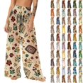 thumbnail image 1 of Pincandy Women See Through Sheer Mesh Pants Beach Swimsuit Bikini Bottom Cover up Party Club Elastic High Waist Wide Leg Pants, 1 of 7
