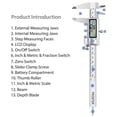 thumbnail image 2 of Proster 6" Digital Vernier Caliper with 32 Feeler Gauges- Inch/Metric/Fraction Conversion, Stainless Steel, LCD Screen - for Inner/Outer Diameter, Depth, Width Measurement (150mm), 2 of 7