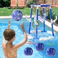thumbnail image 2 of Juego de canasta y aro de baloncesto para piscina WATUDOU con 4 pelotas y bomba, 2 of 6