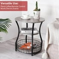 thumbnail image 6 of Small Side Table Round End Table with Storage Shelves Basket, 3-Tier Accent Corner Sofa Beside Coffee Drink Table for Small Spaces,Nightstand for Living Room, Bedroom, Greige, 6 of 13