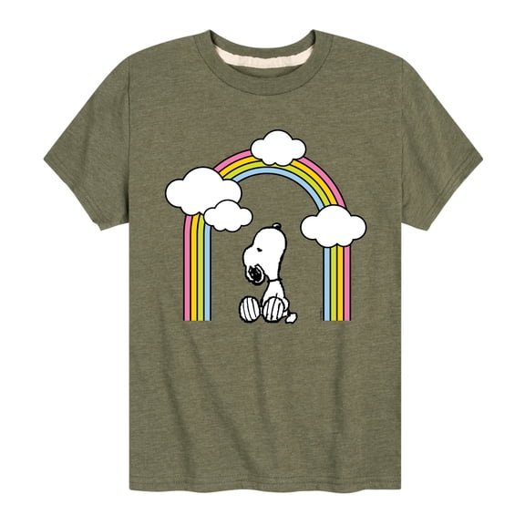 Peanuts - Snoopy Looking Up Rainbow - Toddler & Youth Short Sleeve Graphic T-Shirt