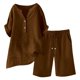 thumbnail image 4 of Conjunto de 2 piezas para mujer: blusa de pierna ancha y pantalones elásticos, cuello en V, ropa informal para el día a día, para todas las estaciones, tallas S/XXXXXL, 4 of 6