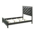 thumbnail image 3 of 6pc Modern Glam Queen Size Panel Bed Set Button-Tufted Headboard Dark Gray Finish Bedroom Furniture, 3 of 6
