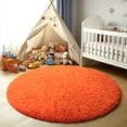 thumbnail image 4 of SARAG Round Rug for Bedroom,Super Fluffy Circle Rugs for Baby Nursery,Furry Carpet for Children Kids Room,Cute Soft Shaggy Area Rug for Girls Home Decor For Dorm,4x4ft,Orange, 4 of 8