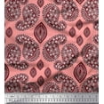 thumbnail image 1 of Soimoi Orange polyester Crepe Fabric Maroon Paisley Printed Craft Fabric by the Yard 42 Inch Wide, 1 of 1