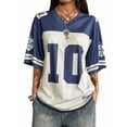 thumbnail image 2 of Gynyvoja Jersey Shirts for Women Oversized T-Shirt Jersey Top Graphic V Neck T-Shirts for Teen Girls Blue M, 2 of 7