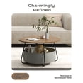 thumbnail image 4 of Manora Coffee Table with Fabric Basket Storage, Round Center Table for Living Room, Brown, 4 of 9