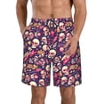 thumbnail image 1 of Balery music Skull record Guitar Traje de Baño Estilo Hawaiano para Hombre, Shorts de Secado Rápido con Bolsillos-Small, 1 of 6