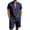 Navy, variant on Mens Linen 2 Piece Set Short Sleeve Retro Medieval Viking Lace Up Henley Pirate Shirt and Shorts Summer Distressed Vacation Outfits Khaki