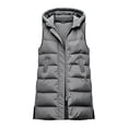 thumbnail image 5 of Staron Women's Winter Vest Hooded Zip Up Lightweight Casual Sleeveless Solid Loose Quilted Puffer Vest Dark Gray S, 5 of 6