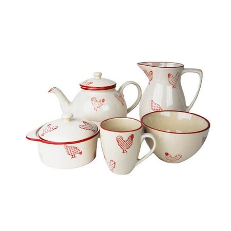 Dazeny 13-piece Barnyard Red/ White Coffee Set