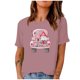 thumbnail image 2 of Fiudx Tops para Mujer Mujer Casual Día de San Valentín Manga Corta Impresión Digital Cuello Redondo Suelta Camiseta Blusa Tops, 2 of 5