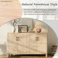 thumbnail image 5 of Euroco 59" Farmhouse Buffet Cabinet with Natural Distressed Finish,Accent Wood Sideboard Coffee Bar Station Table for Kitchen Living Room,Natural, 5 of 9