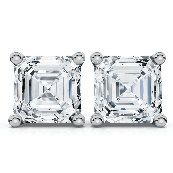 Pompeii Certified 3Ct Asscher Cut Diamond Studs 14k White Gold Lab Grown Earrings (H,VS2)