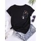 thumbnail image 4 of Cartoon Astronaut & Planet Print T-shirt, Short Sleeve Crew Neck Casual Top For Summer & Spring, Women's Clothing Tee For Adult, Men, Women, Teen, Teenager, Adolescent, Youth, 4 of 5