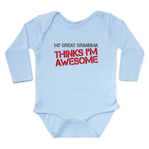 CafePress - Great Grandma Awesome Long Sleeve Infant Bodysuit - Long Sleeve Cotton Baby Bodysuit