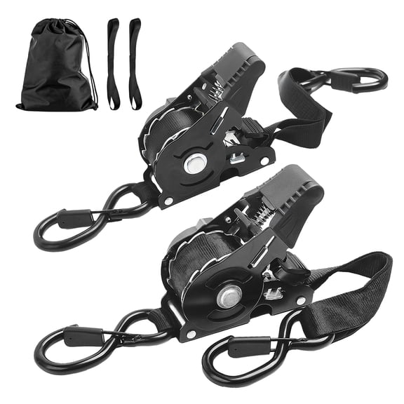 MATSKY 1"x10' Retractable Ratchet Straps Heavy Duty Tie Downs with Safety S-Hooks & Soft Loops, 1800lbs, for Truck, Trailer, ATV, 2-Pack