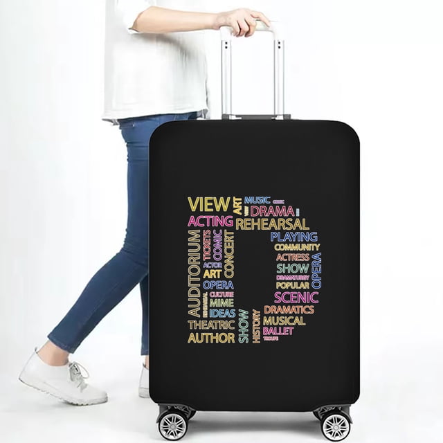 Stretch Luggage Cover Suitcase Covers Text Letter Printed Travel Accessories Printed Dust Cover 18''-28'' Inch Protective Case 8text D M
