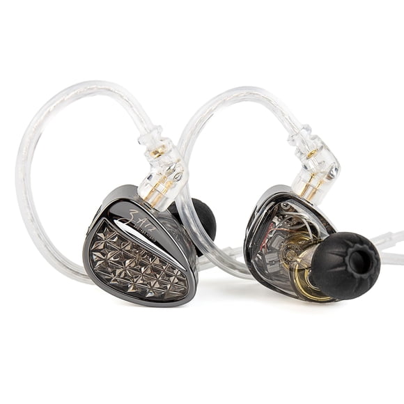 KZ ZA12 in Ear Monitor, 2DD+4BA Hybrid Wired Earbuds, KZ in Ear Monitor with 4-Level Tuning Switch Gaming Earbuds,Silver-Plated IEM Cable for Audioph