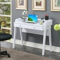 Convenience Concepts Newport 34.75 in. Tall Deluxe 2 Drawer Desk with Shelf, White, All Ages
