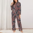 thumbnail image 2 of Pajamas for Women Set - Paisley Pattern No.90105 Comfy Long Sleeve Button Up Pajama Sets for Women 2 Piece, Soft Sleepwear Nightwear Pjs Lounge Sets for Women with Pockets, 2 of 6