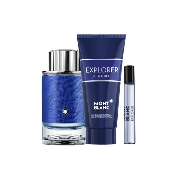 Mont Blanc Explorer Ultra Blue 3 Piece Gift Set - 3.3 Oz Eau De Parfum Spray by Mont Blanc Gift Set for Men