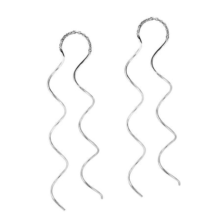 Curve Twist 65mm Spiral Ear Thread Slide .925 Silver Earrings