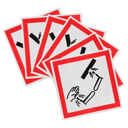 MLINS 6pcs Self Adhesive Warning Caution Signs Corrosive Safety Label Sticker for Hazmat Corrosive Material Label Decals Safety Labels for Chemical