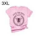 thumbnail image 2 of Qarigey Mujer Carta Gráfico Impreso Cuello Manga Corta Camisa Prendas para la parte del cuerpo Rosado 3XL Qarigey AP002565-15, 2 of 6