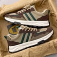 thumbnail image 2 of Men's Fashionable Retro Sneakers - Breathable, Non-Slip Thick Sole Casual Shoes with Durable PVC Outsole & Fabric Lining for All-Day Comfort, Low-Top Lace-Up in Brown/Beige/Green, 2 of 9