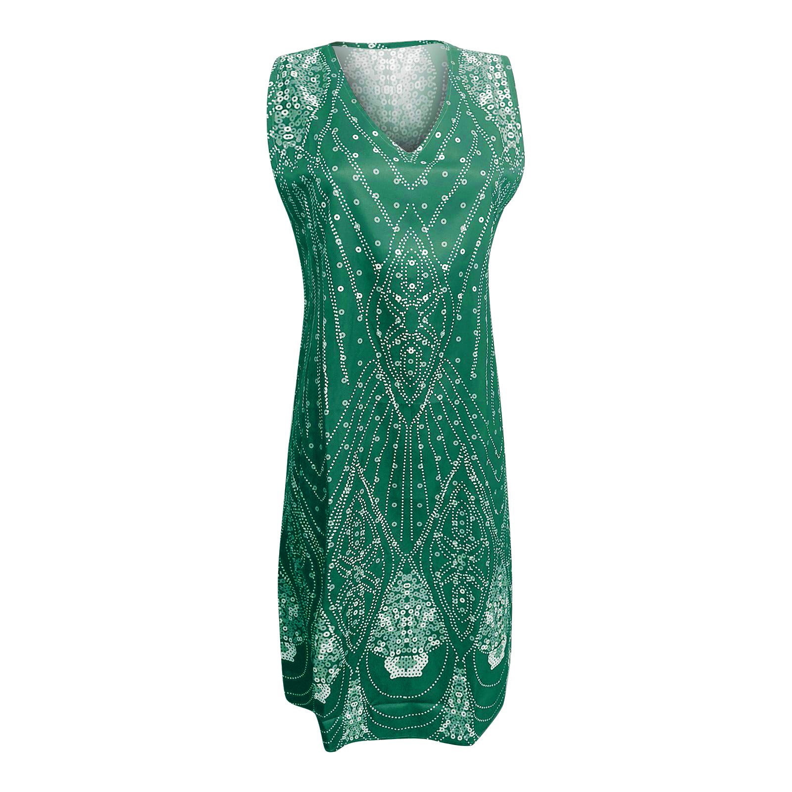 YDDIAN Women 1920s Gatsby Cocktail Sequin Deco Flapper Dress Green XL -  Walmart.com
