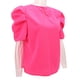 thumbnail image 4 of Blusa de manga corta cuello redondo ANGGREK Blusa de verano para mujer Poliéster Ojo de cerradura en la espalda Rosa roja, 4 of 8