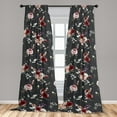 thumbnail image 2 of Garden Scene Window Curtains, Flowers Vintage Bouquet Pattern Blooming Floral Romantic Print, Lightweight Decor 2-Panel Set with Rod Pocket, Pair of - 28"x95", Charcoal Grey and Burgundy, by Ambesonne, 2 of 3
