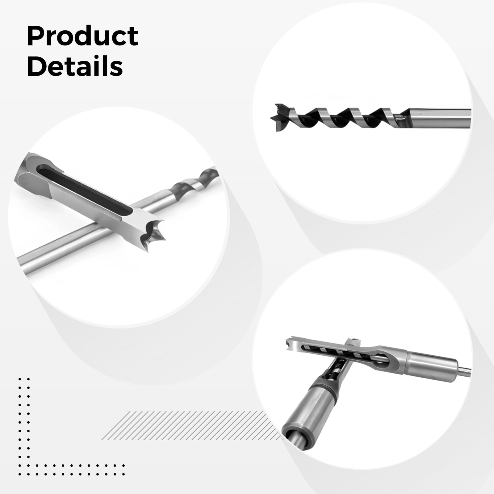 Woodworking Square Hole Drill Bit Set, 4 Pcs Steel Mortising Chisels for Mortise Machines, High-Speed Steel Hollow Chisel Bits for Precise Woodworking