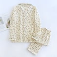 thumbnail image 3 of 2024 Spring and Autumn Women's Pajama Set 100% Cotton Crepe Long sleeved Pants Two piece Cute and Sweet Home Fury Set Ladies, 3 of 4