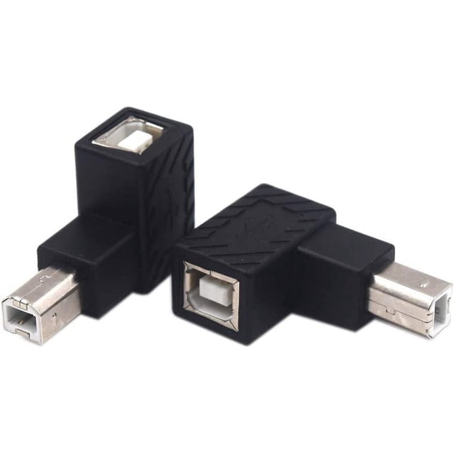 HUGFEGWE 2 Pack USB Type B 2.0 Extender, 90 Degree Down Angle USB B Male to Female Printing and Data Transferring Extension Adapter Connector for Printer Scanner HDD (USB B & Down) CJ25311-4212