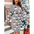 thumbnail image 3 of xiaxaixu Robe Pull de Noël pour Femmes Imprimé Père Noël Col Rond Manches Longues Robe Tunique Décontractée Automne Hiver, 3 of 8