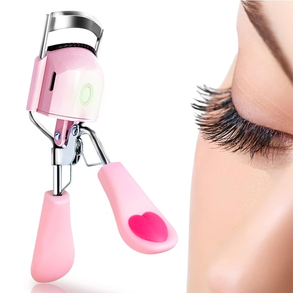 Pinkiou Heated Eyelash Curler Clamp USB Portable Electric Eyelash Curler 24 Hours Long Lasting with Sensing Heating Silicone Pad (Pink) eyelash tools