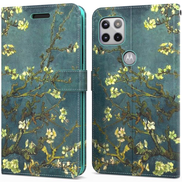 Coveron For Motorola Moto One 5g Ace Moto G 5g Wallet Case And Screen Protector Tempered Glass Rfid Blocking Leather 6x Card Slot Phone Pouch Almond Blossom Walmart Com
