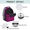 thumbnail image 4 of Pink and Black Checkered Pattern Backpack for School, Cute School Bag with Adjustable Shoulder Straps and Padded Back, 15.3"x11"x6.7", 4 of 5