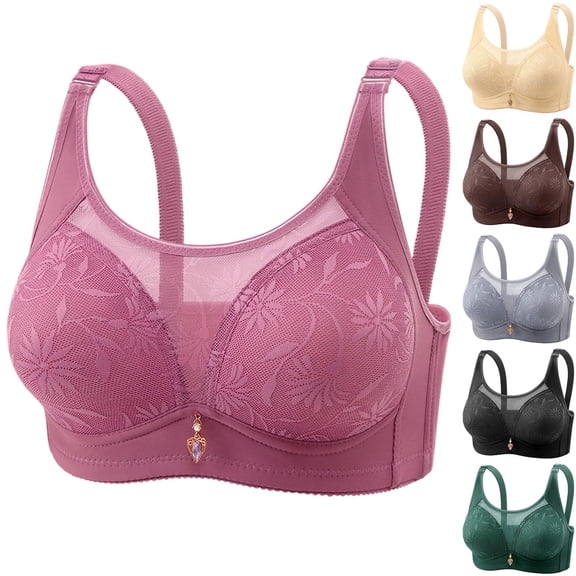 AHTJRT Women's Lace Bralettes Sheer See Through Adjustable Straps Bralettes Supportive Full Coverage Soft Cups Everyday Bras Beige 38