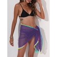 thumbnail image 1 of Cubierta de Bikini para mujer, chal informal de verano, traje de baño recortado de rejilla, falda envolvente de playa con borla qiuyongming unisex, 1 of 2