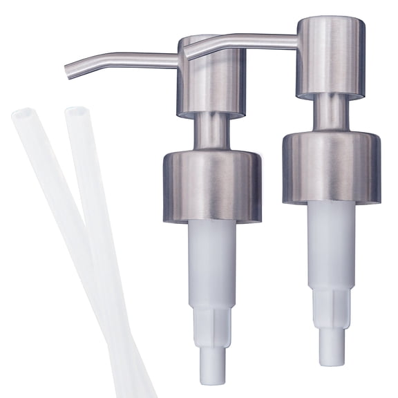 Heavy Duty Stainless Steel Soap Lotion Dispenser Pumps 2 Pack, Brushed Nickel Replacement, 28/400 Thread Fits Most Bottles, Durable for Home Office Use