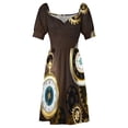 thumbnail image 4 of Brown Background with the Clock ( Steampunk ) Sleeveless Dress Women's clothing dress women summer 2024, 4 of 6