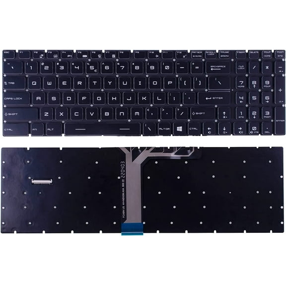 New US Black English Backlit Laptop Colorful RGB Keyboard (Without palmrest) for MSI GE75 GE75 Raider 8RE 8SE 9SE 10SE MS-17E2 MS-17E1 Light Backlight