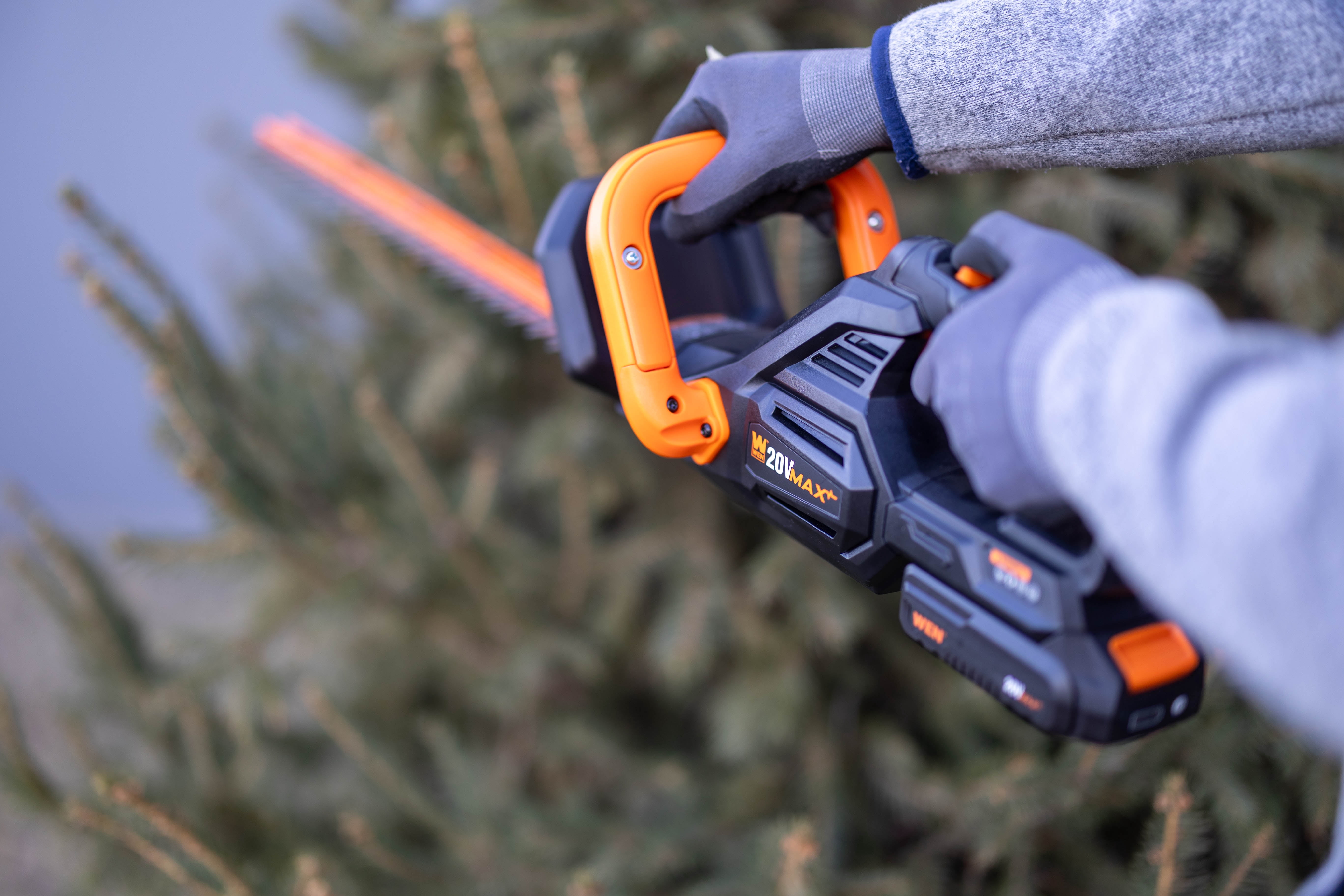 WEN 20V Max Cordless 20-Inch Hedge Trimmer with 2Ah Battery and Charger