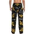 thumbnail image 3 of Balery Men'S Hohey Bee Golden Embroidery Pants,Sleepwear Pants,Pajama Pants,Pj Bottoms Drawstring And Pockets-X-Large, 3 of 9