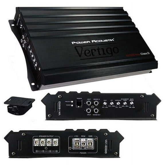 Power Acoustik Vertigo Series 6000W Monoblock Vehicle Audio Amplifier, Multicolor